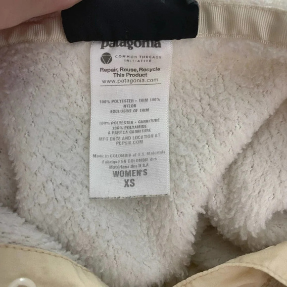 Patagonia Re-Tool Snap-T Fleece Pullover Hoodie Sweatshirt Cream Size US XS - Picture 12 of 12